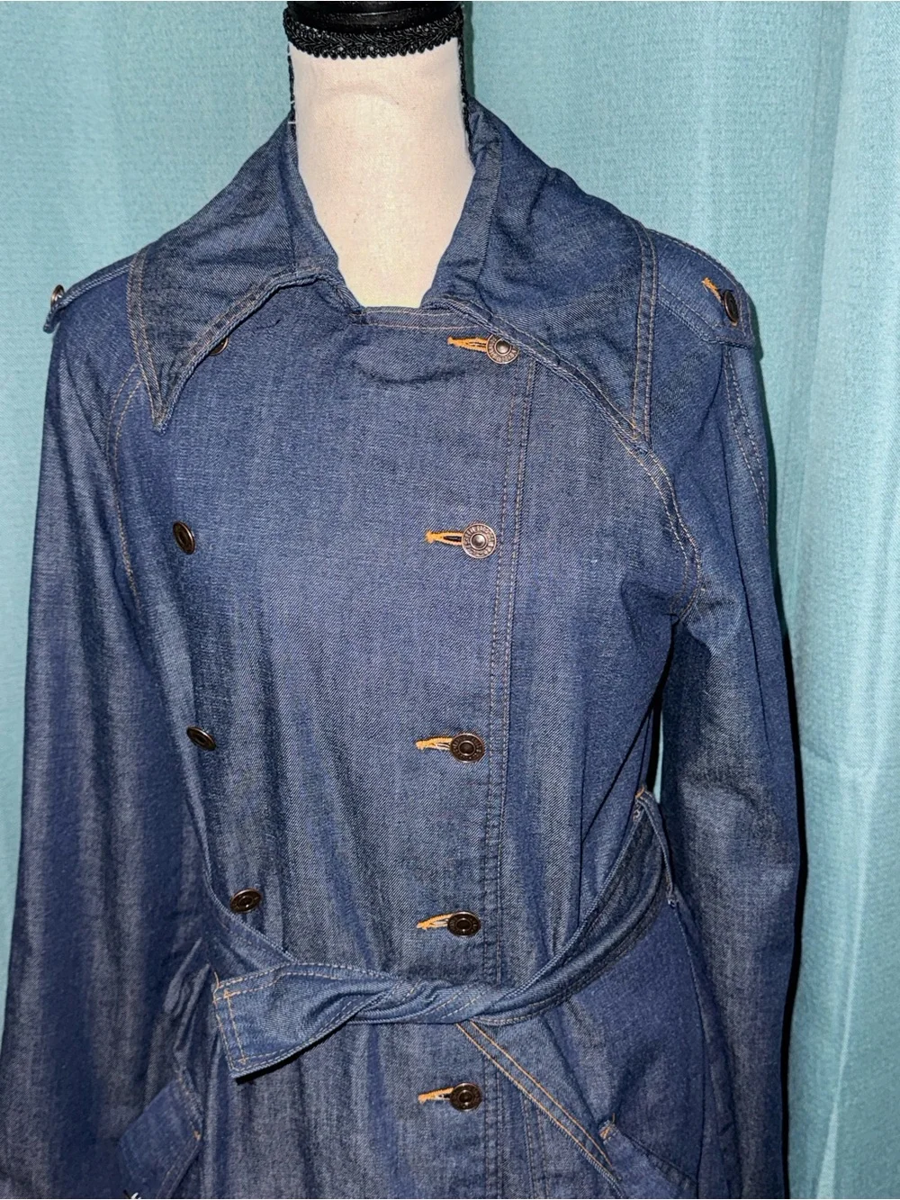 Vintage Levi’s Made in USA Denim Trench Coat Dress M | Denim Duster Trench EUC